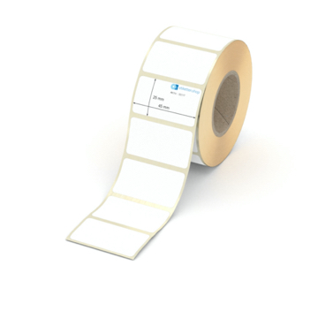 Etikett 45 x 25 mm - Thermopapier weiß permanent - 1000 Etiketten pro Rolle - 40 mm Hülse 
